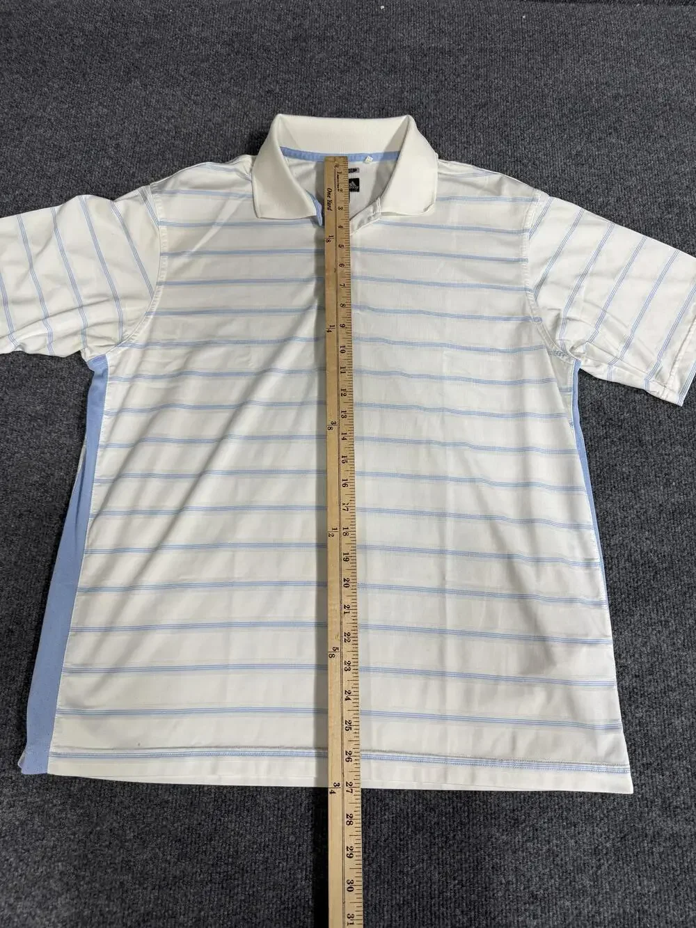 Adidas Climacool Polo Shirt Mens Medium White Striped Golf Performance